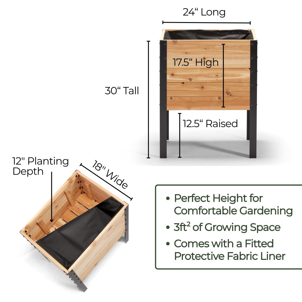 18″ x 24″ Raised Garden Bed - 30" TALL / Select Grade