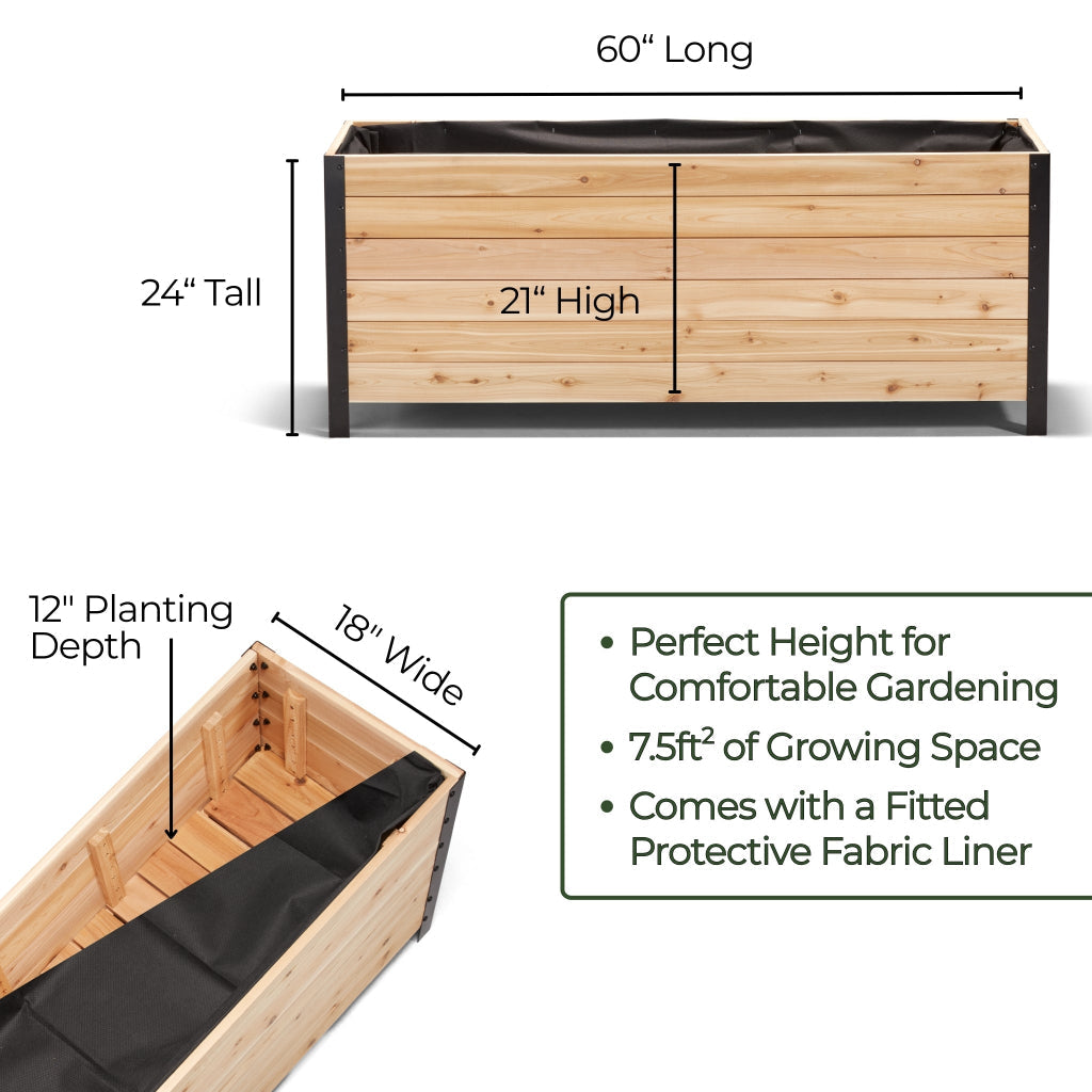 18" x 60" Planter Box - 24" TALL / Select Grade