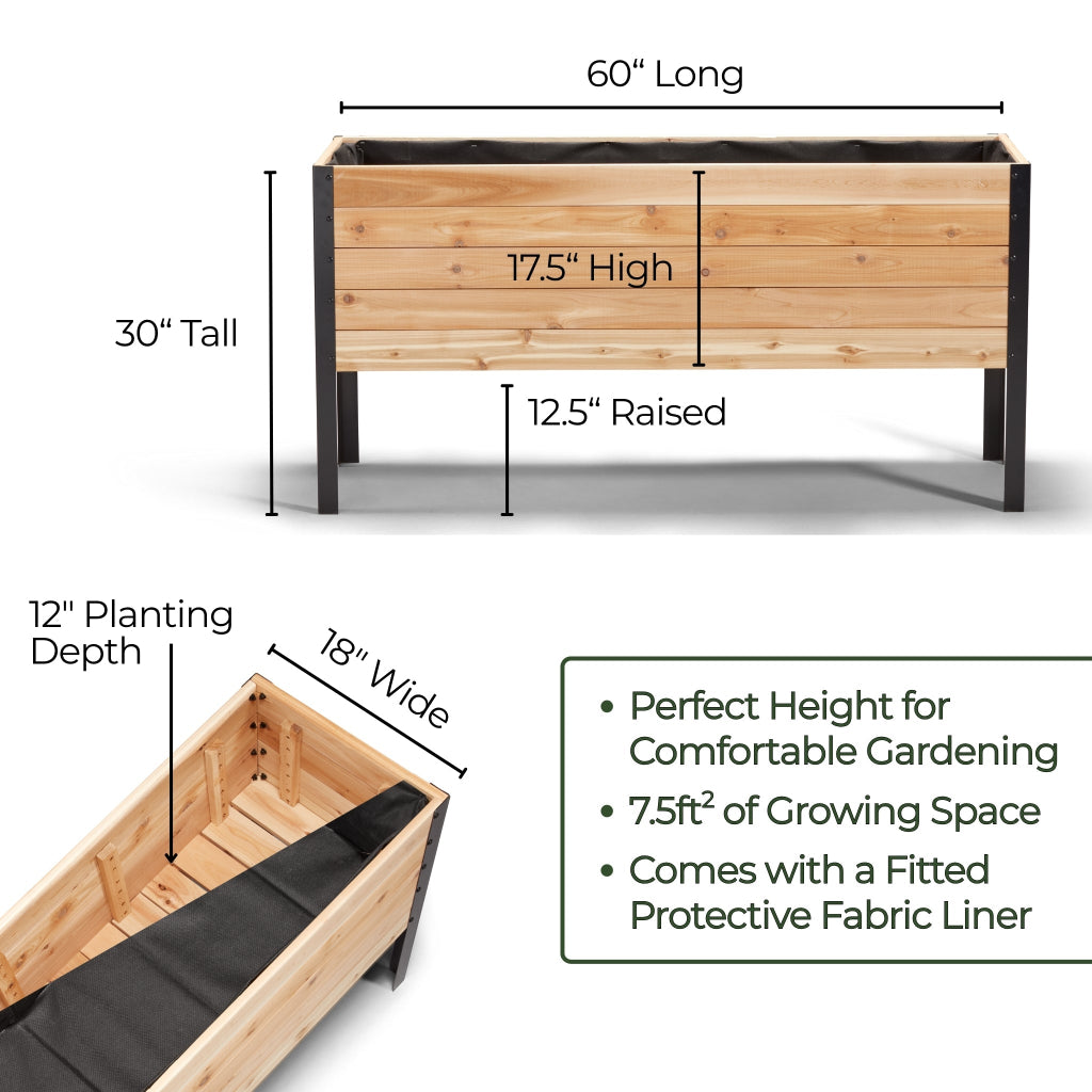 18" x 60" Raised Garden Bed - 30" TALL / Garden Grade
