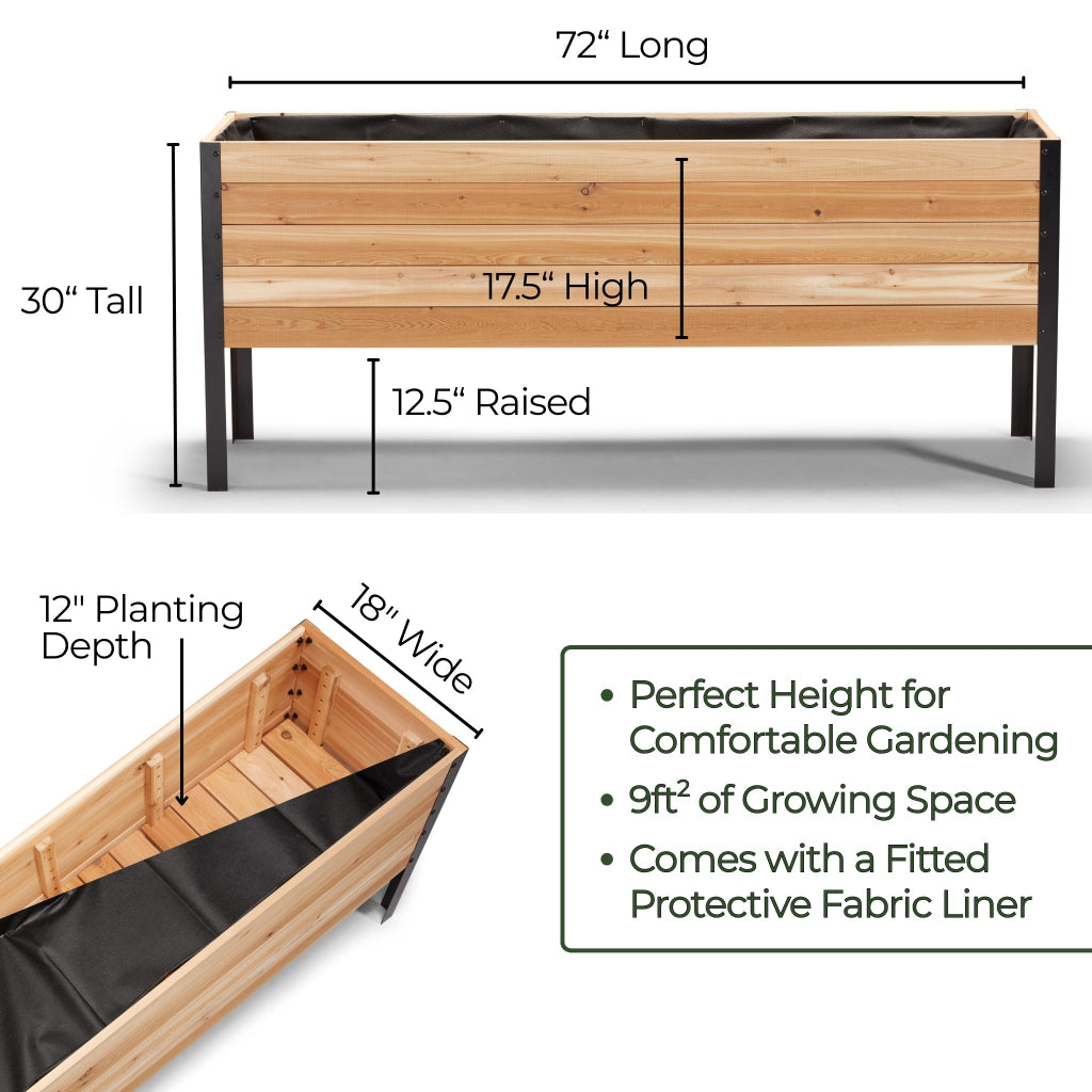 18" x 72" Raised Garden Bed - 30" TALL / Select Grade