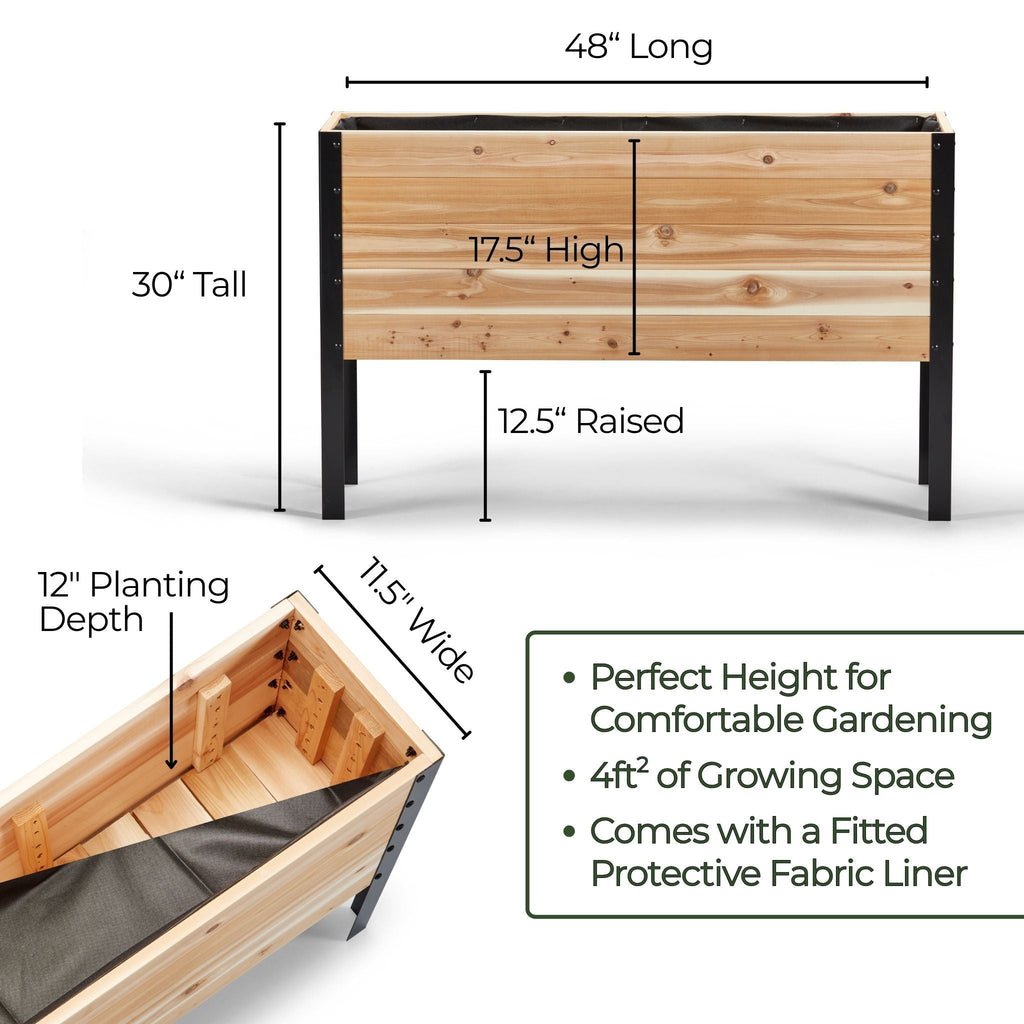 11.5" x 48" Raised Garden Bed - 30" TALL / Garden Grade